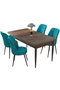Hanah Home Mesa y Sillas de Comedor 5 Piezas Barroco y Turquesa